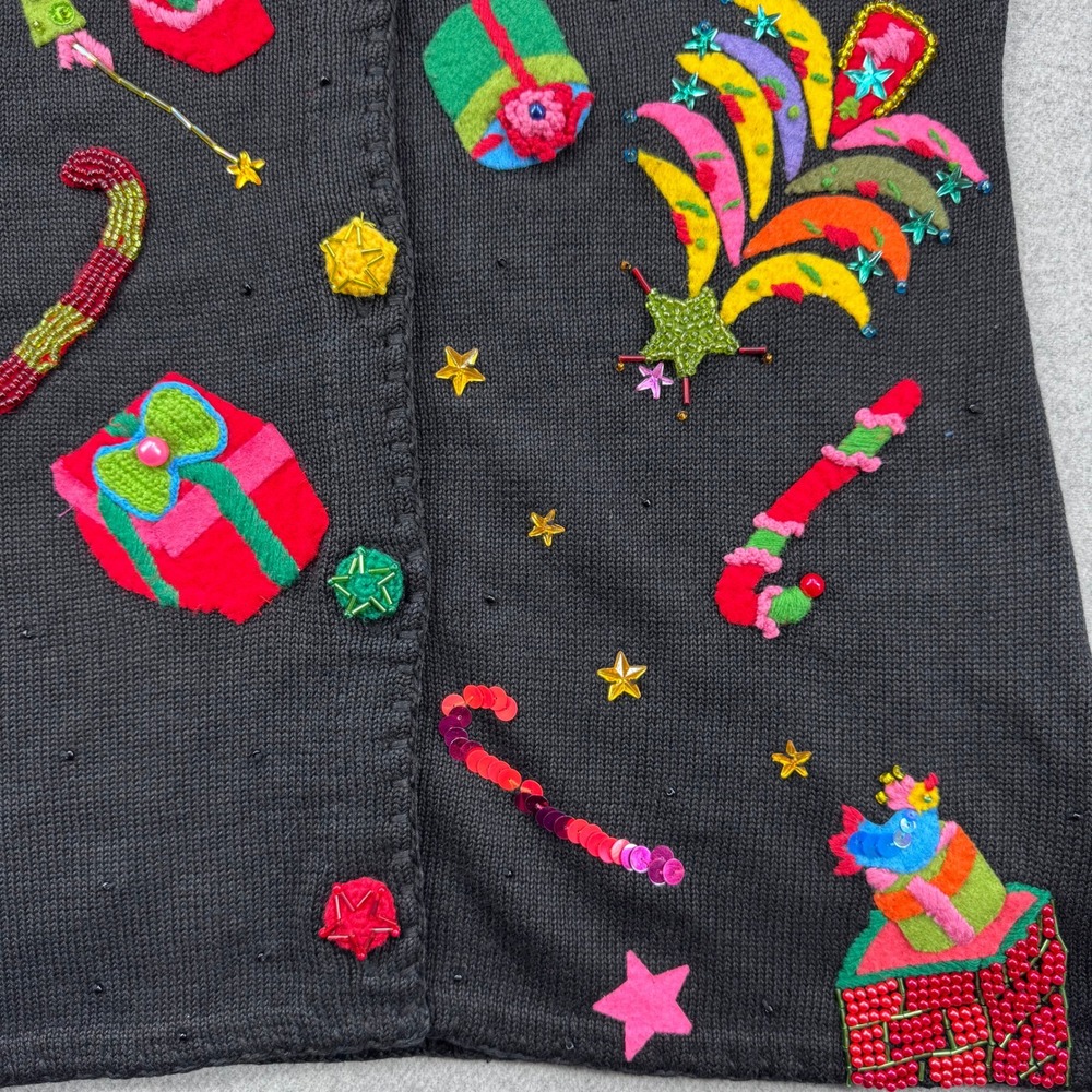Vintage 90s Michael Simon Christmas "Holiday Whimsy" Cardigan Sweater Sz S *READ - Picture 6 of 14